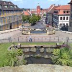 Blick vom Schlossberg über die Wasserkunst auf den oberen Hauptmarkt